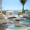 Piper Looms Chantille Geometric ACN2006 Silver Machine Washable Area Rug Round Outdoor Lifestyle Image Feature