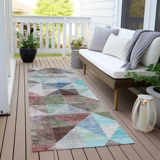 Piper Looms Chantille Geometric ACN2006 Silver Machine Washable Area Rug Runner Outdoor Lifestyle Image Feature