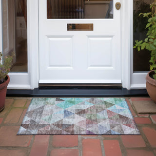 Piper Looms Chantille Geometric ACN2006 Silver Machine Washable Area Rug Scatter Outdoor Lifestyle Image Feature