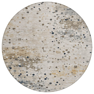 Piper Looms Chantille Abstract ACN2007 Ivory Machine Washable Area Rug Round Main Image