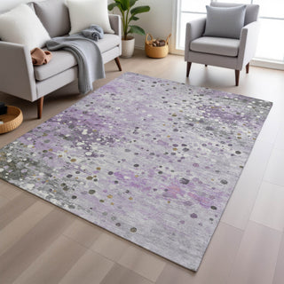 Piper Looms Chantille Abstract ACN2007 Lavender Machine Washable Area Rug Lifestyle Image Feature