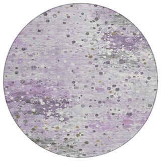 Piper Looms Chantille Abstract ACN2007 Lavender Machine Washable Area Rug Round Main Image