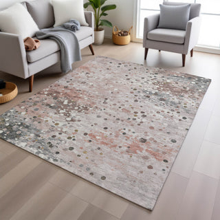 Piper Looms Chantille Abstract ACN2007 Salmon Machine Washable Area Rug Lifestyle Image Feature