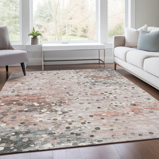 Piper Looms Chantille Abstract ACN2007 Salmon Machine Washable Area Rug Lifestyle Image Feature