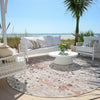 Piper Looms Chantille Abstract ACN2007 Salmon Machine Washable Area Rug Round Outdoor Lifestyle Image Feature