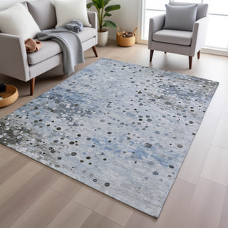 Piper Looms Chantille Abstract ACN2007 Sky Machine Washable Area Rug Lifestyle Image Feature