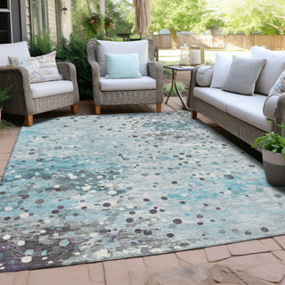 Piper Looms Chantille Abstract ACN2007 Teal Machine Washable Area Rug Outdoor Lifestyle Image Feature