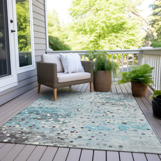 Piper Looms Chantille Abstract ACN2007 Teal Machine Washable Area Rug Outdoor Lifestyle Image Feature