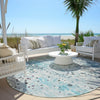 Piper Looms Chantille Abstract ACN2007 Teal Machine Washable Area Rug Round Outdoor Lifestyle Image Feature
