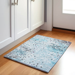 Piper Looms Chantille Abstract ACN2007 Teal Machine Washable Area Rug Scatter Lifestyle Image Feature