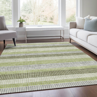 Piper Looms Chantille Stripes ACN2008 Aloe Machine Washable Area Rug Lifestyle Image Feature
