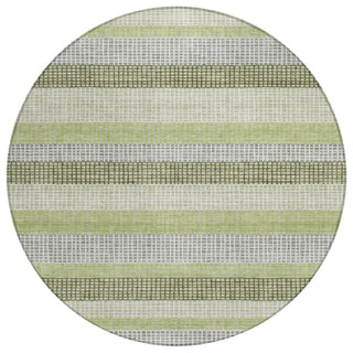 Piper Looms Chantille Stripes ACN2008 Aloe Machine Washable Area Rug Round Main Image