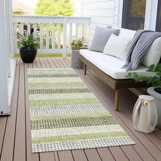 Piper Looms Chantille Stripes ACN2008 Aloe Machine Washable Area Rug Runner Outdoor Lifestyle Image Feature