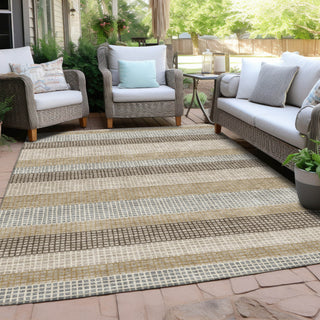 Piper Looms Chantille Stripes ACN2008 Beige Machine Washable Area Rug Outdoor Lifestyle Image Feature