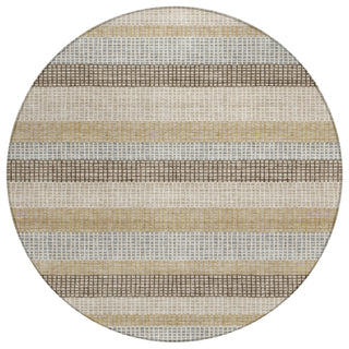 Piper Looms Chantille Stripes ACN2008 Beige Machine Washable Area Rug Round Main Image