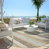 Piper Looms Chantille Stripes ACN2008 Beige Machine Washable Area Rug Round Outdoor Lifestyle Image Feature
