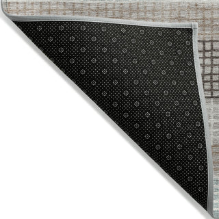 Piper Looms Chantille Stripes ACN2008 Taupe Machine Washable Area Rug Backing Image