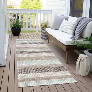 Piper Looms Chantille Stripes ACN2008 Taupe Machine Washable Area Rug Runner Outdoor Lifestyle Image Feature