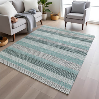 Piper Looms Chantille Stripes ACN2008 Teal Machine Washable Area Rug Lifestyle Image Feature