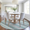 Piper Looms Chantille Stripes ACN2008 Teal Machine Washable Area Rug Round Lifestyle Image Feature