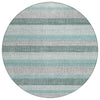 Piper Looms Chantille Stripes ACN2008 Teal Machine Washable Area Rug Round Main Image