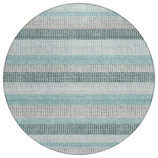 Piper Looms Chantille Stripes ACN2008 Teal Machine Washable Area Rug Round Main Image