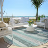 Piper Looms Chantille Stripes ACN2008 Teal Machine Washable Area Rug Round Outdoor Lifestyle Image Feature