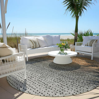Piper Looms Chantille Abstract ACN2009 Copper Machine Washable Area Rug Round Outdoor Lifestyle Image Feature