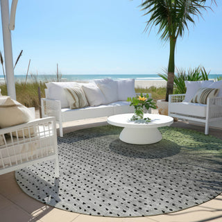 Piper Looms Chantille Abstract ACN2009 Fern Machine Washable Area Rug Round Outdoor Lifestyle Image Feature