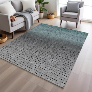 Piper Looms Chantille Abstract ACN2009 Teal Machine Washable Area Rug Lifestyle Image Feature