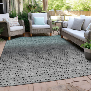 Piper Looms Chantille Abstract ACN2009 Teal Machine Washable Area Rug Outdoor Lifestyle Image Feature