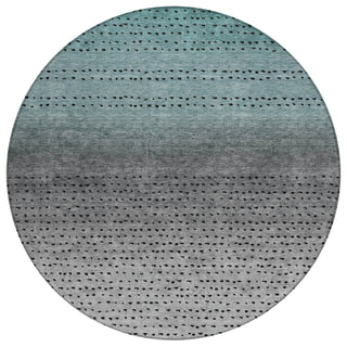 Piper Looms Chantille Abstract ACN2009 Teal Machine Washable Area Rug Round Main Image