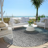 Piper Looms Chantille Abstract ACN2009 Teal Machine Washable Area Rug Round Outdoor Lifestyle Image Feature