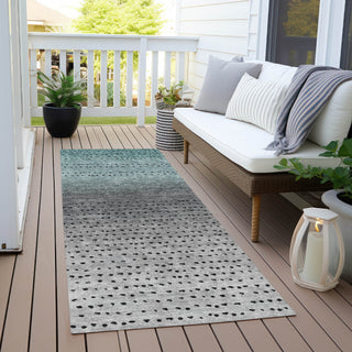 Piper Looms Chantille Abstract ACN2009 Teal Machine Washable Area Rug Runner Outdoor Lifestyle Image Feature