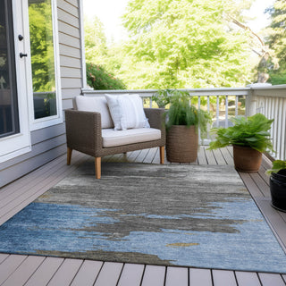 Piper Looms Chantille Abstract ACN2010 Denim Machine Washable Area Rug Outdoor Lifestyle Image Feature