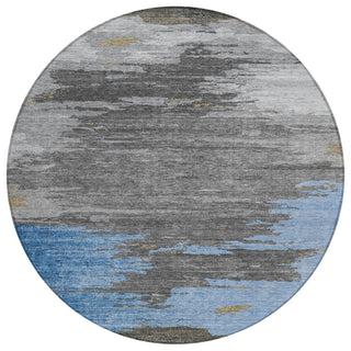 Piper Looms Chantille Abstract ACN2010 Denim Machine Washable Area Rug Round Main Image