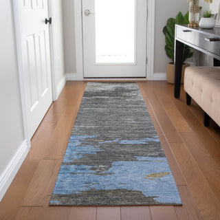 Piper Looms Chantille Abstract ACN2010 Denim Machine Washable Area Rug Runner Lifestyle Image Feature