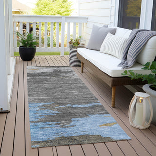 Piper Looms Chantille Abstract ACN2010 Denim Machine Washable Area Rug Runner Outdoor Lifestyle Image Feature
