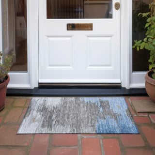 Piper Looms Chantille Abstract ACN2010 Denim Machine Washable Area Rug Scatter Outdoor Lifestyle Image Feature