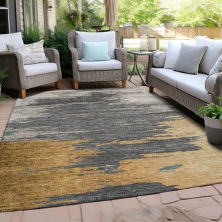 Piper Looms Chantille Abstract ACN2010 Gold Machine Washable Area Rug Outdoor Lifestyle Image Feature