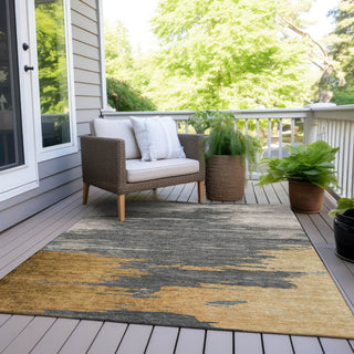 Piper Looms Chantille Abstract ACN2010 Gold Machine Washable Area Rug Outdoor Lifestyle Image Feature