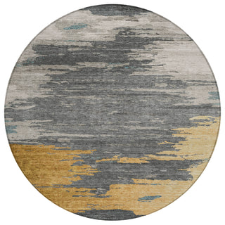 Piper Looms Chantille Abstract ACN2010 Gold Machine Washable Area Rug Round Main Image