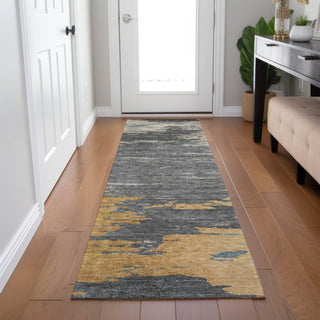 Piper Looms Chantille Abstract ACN2010 Gold Machine Washable Area Rug Runner Lifestyle Image Feature