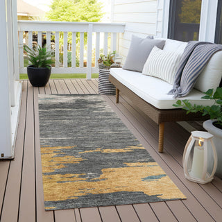 Piper Looms Chantille Abstract ACN2010 Gold Machine Washable Area Rug Runner Outdoor Lifestyle Image Feature