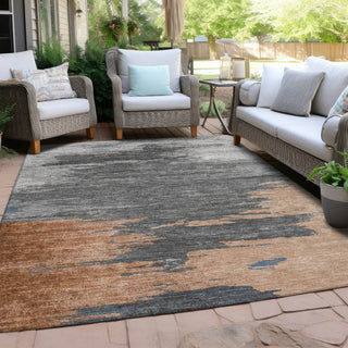 Piper Looms Chantille Abstract ACN2010 Paprika Machine Washable Area Rug Outdoor Lifestyle Image Feature