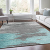 Piper Looms Chantille Abstract ACN2010 Teal Machine Washable Area Rug Lifestyle Image Feature