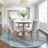 Piper Looms Chantille Abstract ACN2010 Teal Machine Washable Area Rug Round Lifestyle Image Feature