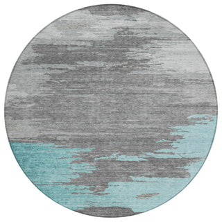 Piper Looms Chantille Abstract ACN2010 Teal Machine Washable Area Rug Round Main Image