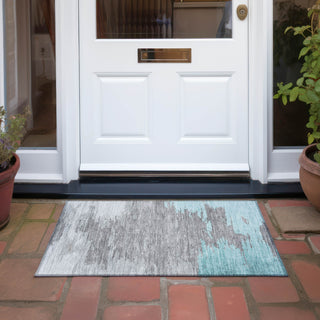 Piper Looms Chantille Abstract ACN2010 Teal Machine Washable Area Rug Scatter Outdoor Lifestyle Image Feature