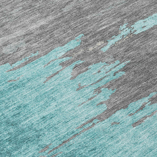 Piper Looms Chantille Abstract ACN2010 Teal Machine Washable Area Rug Swatch Image